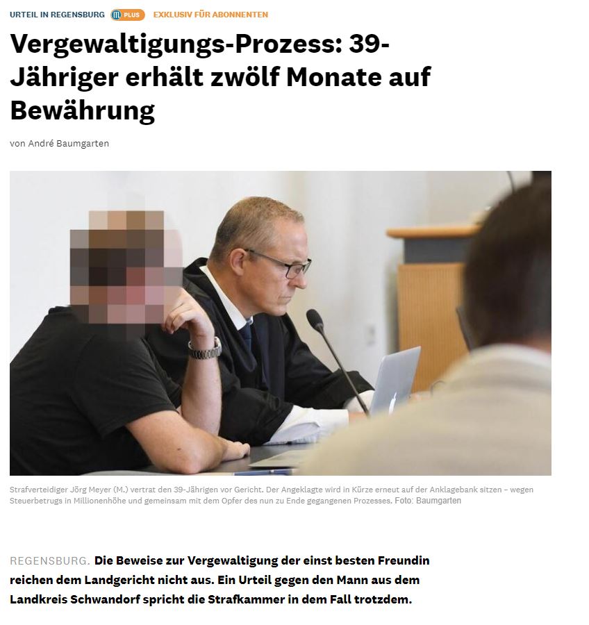 Urteil am Landgericht Regensburg: Verurteilung wegen Vergewaltigung abgewendet